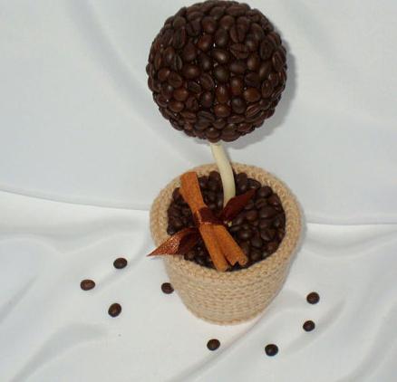 Topiary no kafijas pupiņām, vai Kā padarīt savas rokas smaržīgus suvenīrus